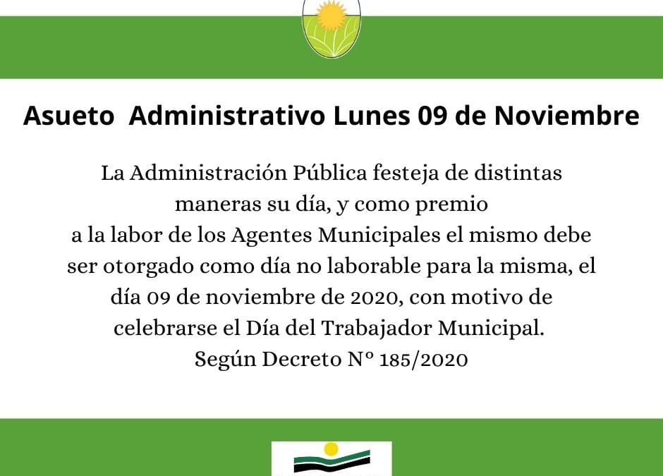 Asueto Administrativo Municipal para el día 9 de noviembre de 2020