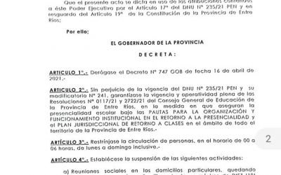 EL MUNICIPIO DE GILBERT INFORMA LAS NUEVAS MEDIDAS ESTABLECIDAS POR EL GOBIERNO DE ENTRE RÍOS PARA TODO EL TERRITORIO PROVINCIAL.