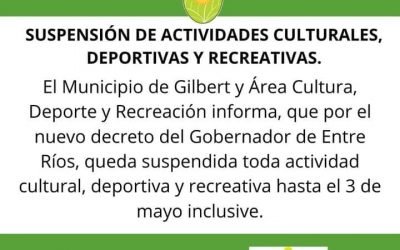 Suspención de actividades culturales, deportivas y recreativas