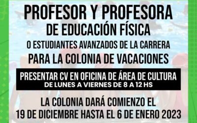 CONVOCATORIA PROFESOR Y PROFESORA DE EDUCACIÓN FÍSICA o ESTUDIANTES AVANZADOS DE LA CARRERA.