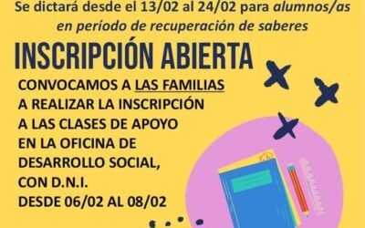 APOYO ESCOLAR: INSCRIPCIONES ABIERTAS