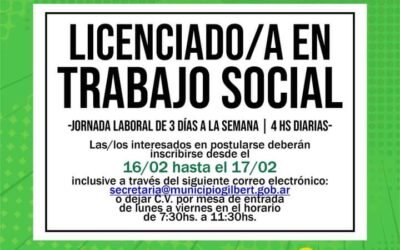 SE EXTIENDE EL PLAZO PARA LA CONVOCATORIA DE LICENCIADO/A EN TRABAJO SOCIAL