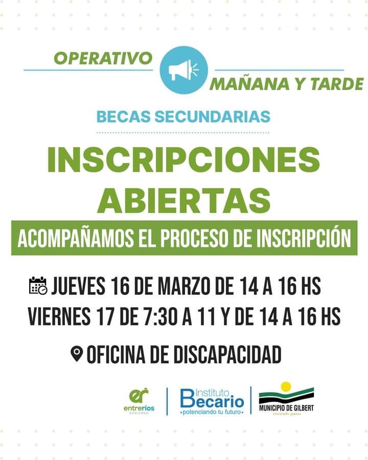 OPERATIVO: INSCRIPCIÓN PARA BECAS DE NIVEL SECUNDARIO DEL INSTITUTO BECARIO
