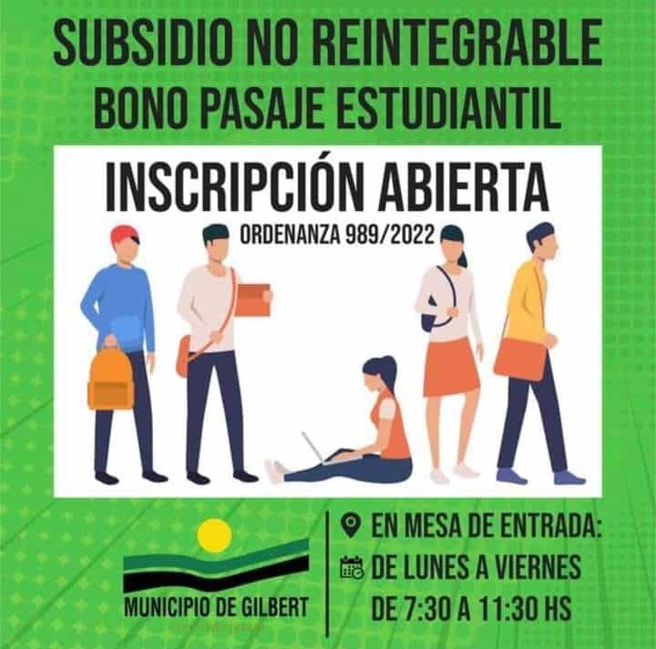 SUBSIDIO MUNICIPAL NO REINTEGRABLE PARA PASAJES ESTUDIANTILES DE NIVEL TERCIARIO Y/O UNIVERSITARIO
