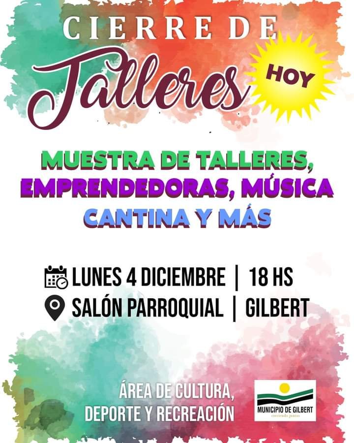 CIERRE DE TALLERES MUNICIPALES DEL ÁREA DE CULTURA, DEPORTE Y RECREACIÓN