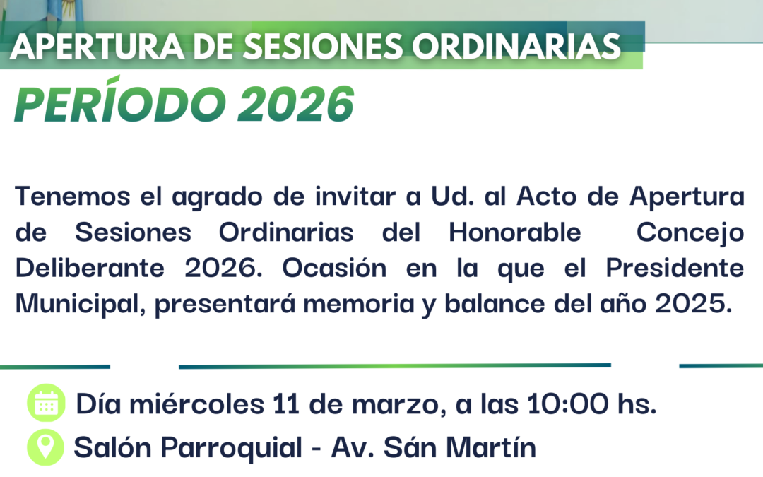 𝗔𝗣𝗘𝗥𝗧𝗨𝗥𝗔 𝗗𝗘 𝗦𝗘𝗦𝗜𝗢𝗡𝗘𝗦 𝗢𝗥𝗗𝗜𝗡𝗔𝗥𝗜𝗔𝗦 𝗘𝗝𝗘𝗥𝗖𝗜𝗖𝗜𝗢 𝟮𝟬𝟮𝟲